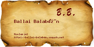 Ballai Balabán névjegykártya